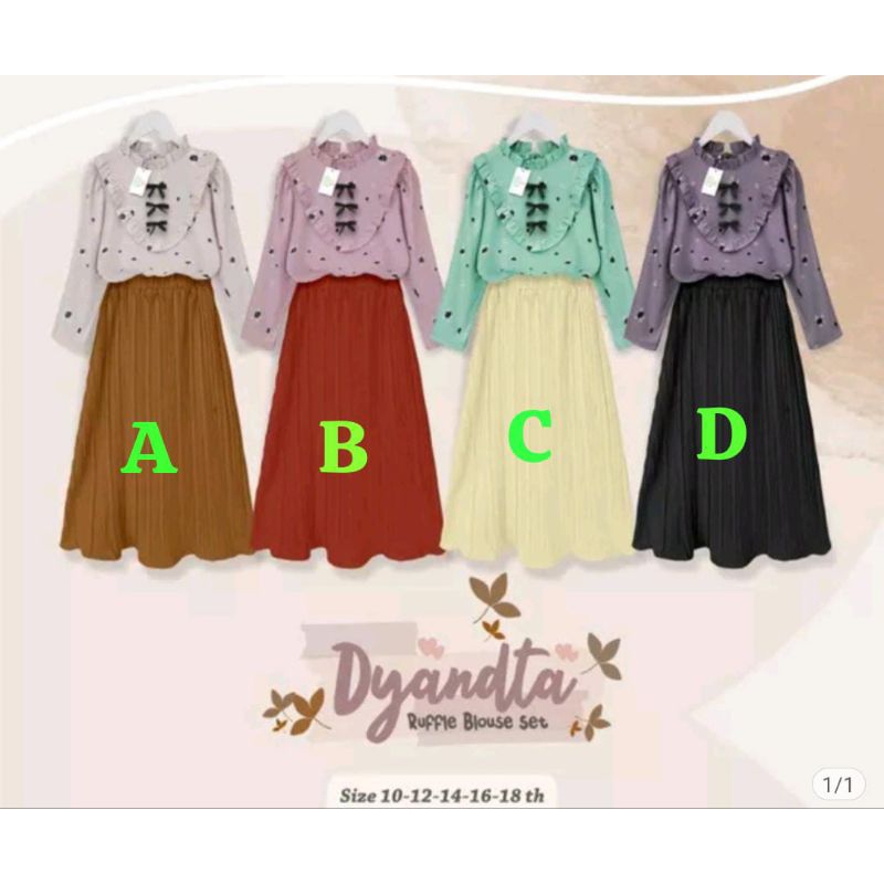 Baju Setelan Anak Perempuan Delifa Dyanta Set Rok Plisket