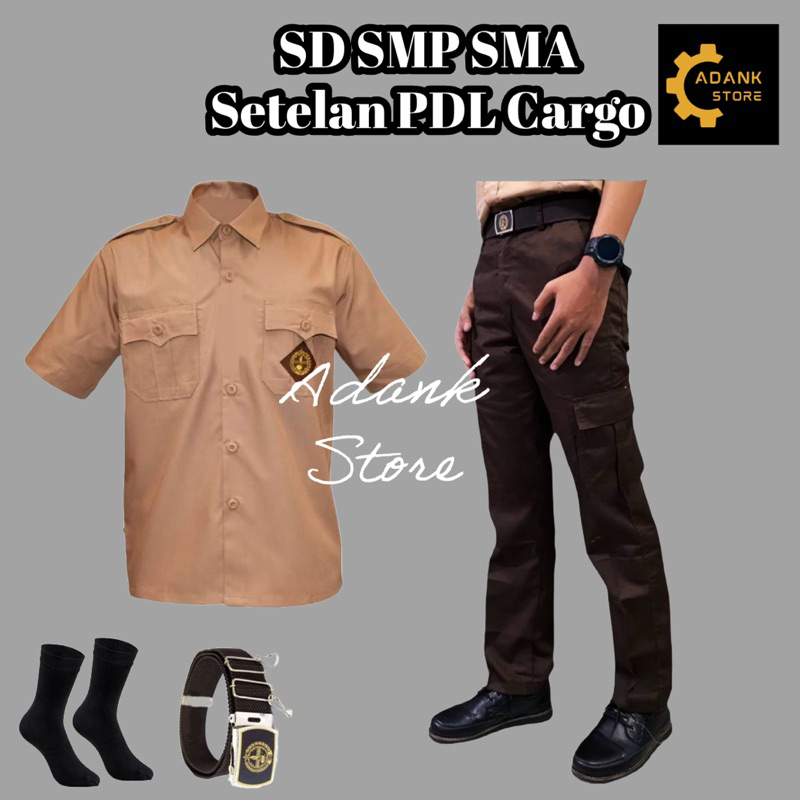 Setelan PDL Paket Seragam Pramuka SD SMP SMA SMK Celana PDL Cargo Baju Lengan Pendek