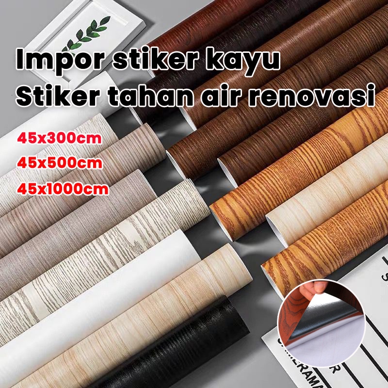 【senior】stiker meja kayu stiker lemari kayu wallpaper dinding kayu stiker serat kayu furniture