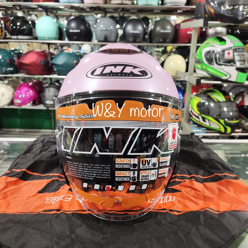 Helm Half Face INK Terra 2 Warna Sakura Pink Glossy / Merah Muda Sakura Glossy