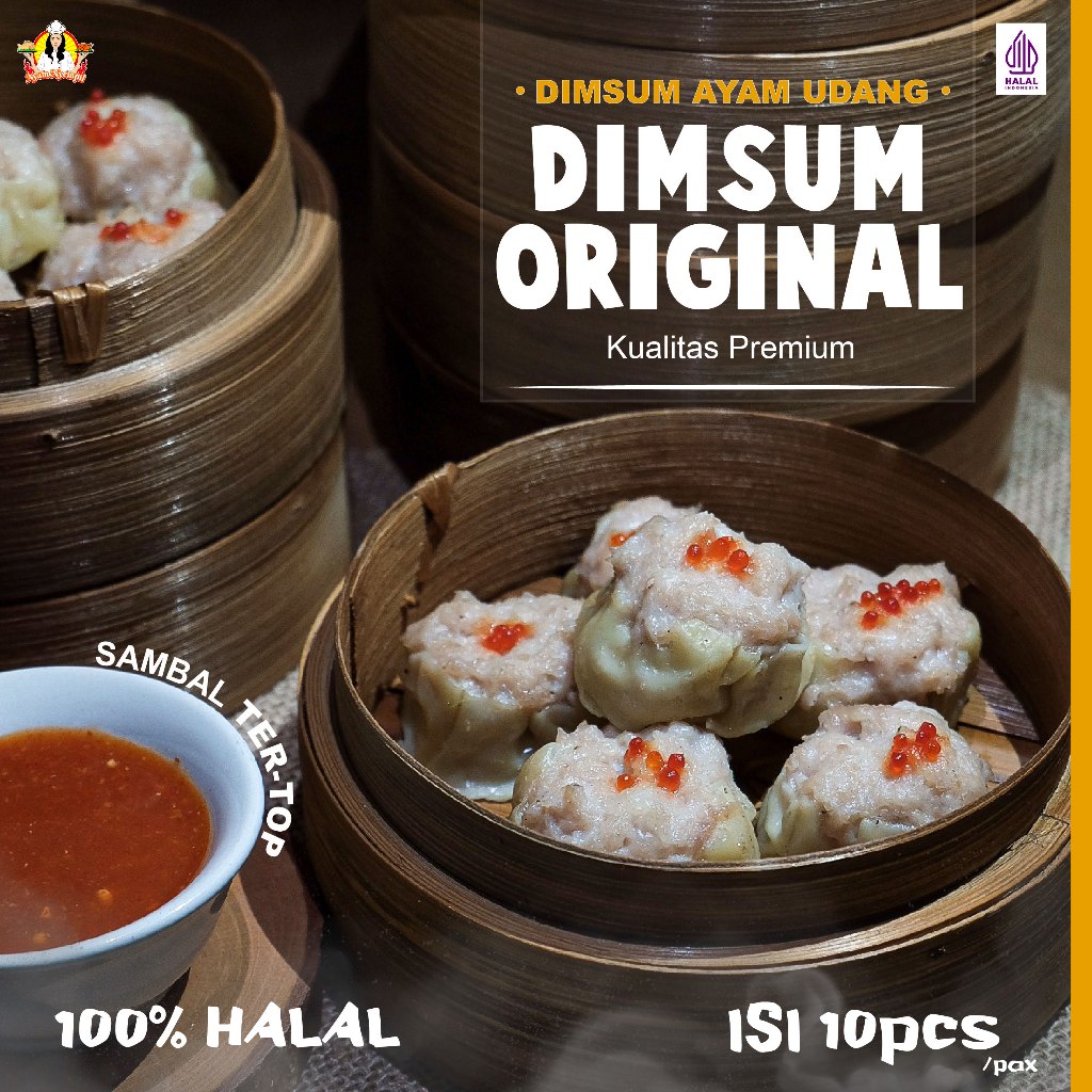 

DIMSUM AYAM UDANG ORIGINAL PREMIUM ISI 10 PCS - DIMSUM 100% HALAL (FROZEN) + SAUS KHAS