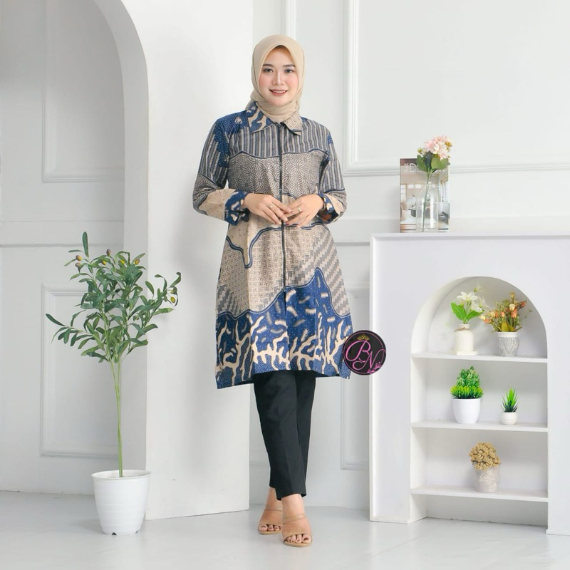 Tunik batik wanita model terkini bahan katun