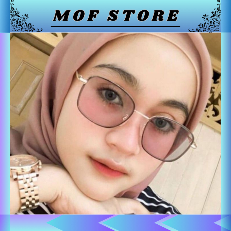 kacamata Photochromic Anti Radiasi Bentuk kotak Frame Metal Kacamata Pria Wanita Photochromic KMT005