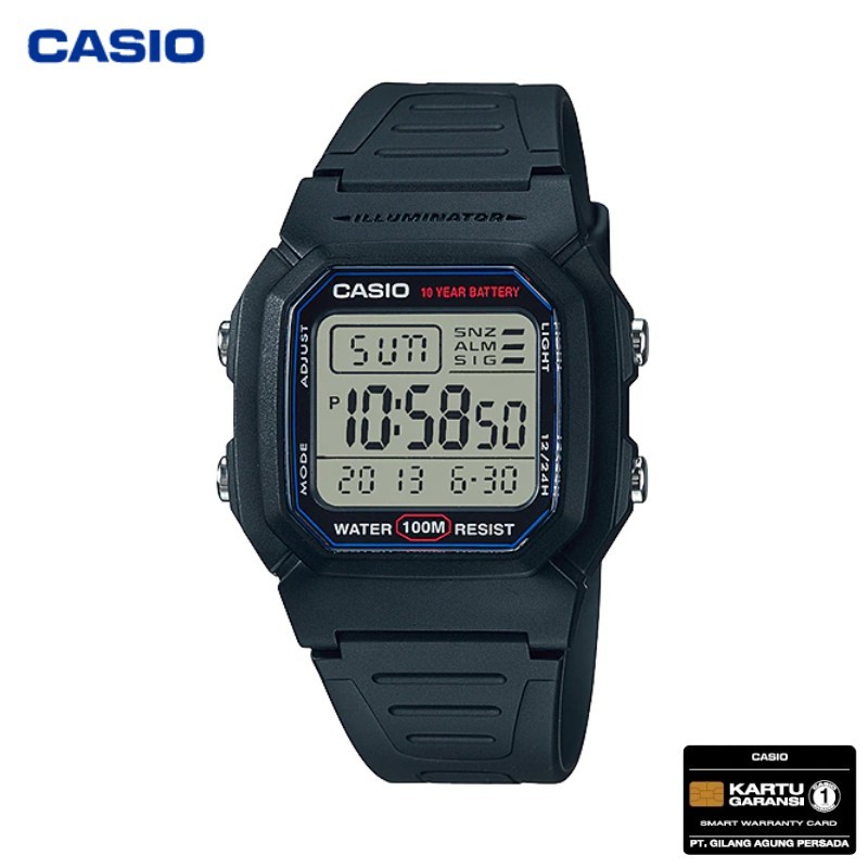 JAM TANGAN PRIA ORIGINAL CASIO W-800H-1A - W800H HITAM