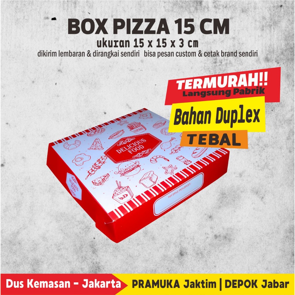 Box Pizza uk 15 x 15 x 3 cm Duplex (Merah)