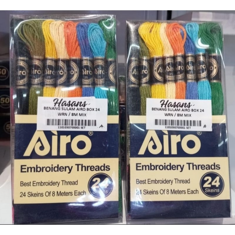 Paket Benang Sulam Airo 24pc 24warna