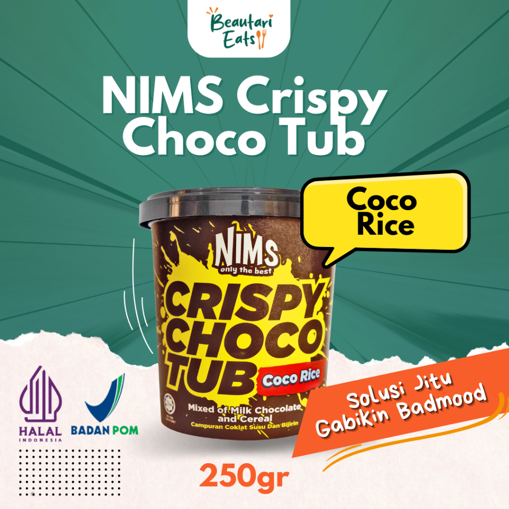 

[ Coco Rice ] Cereal NIMS Crispy Choco Tub Mixed Berbalut Coklat Susu 250gr