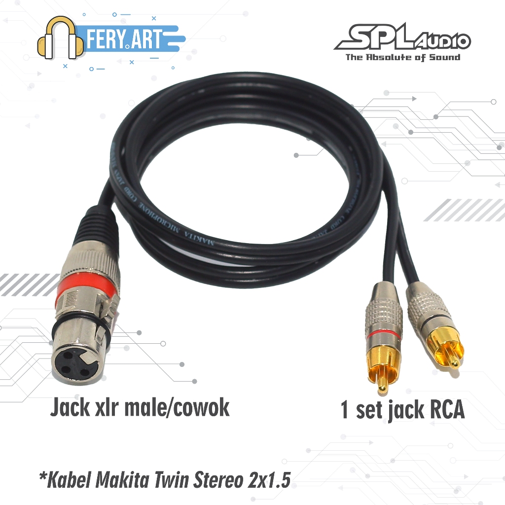 Kabel Jack xlr male / Female ke 2 RCA
