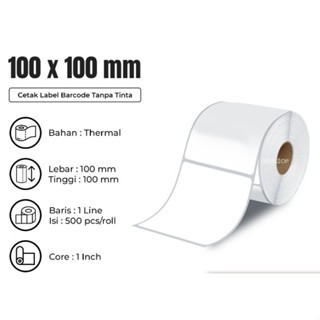 

(SKN) Kertas Printer Thermal Polos Label Sticker 100 X 100 Isi 500 PCS Tempel Print Resi Barcode