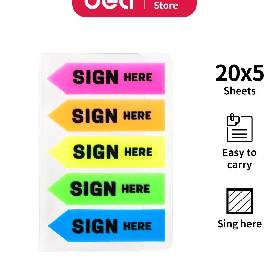 

PROMO AWAL TAHUN Deli Index Tab Plastik Sign Here 4312mm 4425mm 2 sheets5 Warna EA111 EA1132