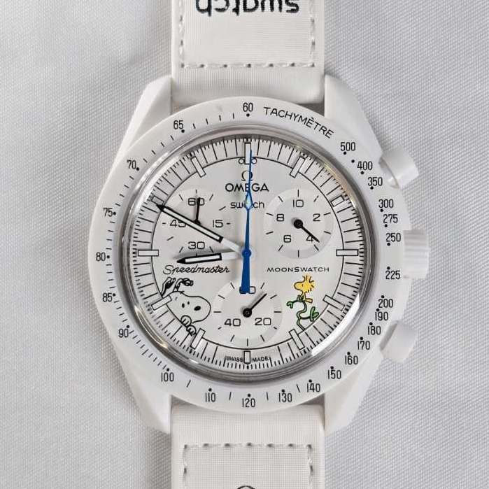 Omega x Swatch Bioceramic Moonswatch Mission To The Moonphase Snoopy White