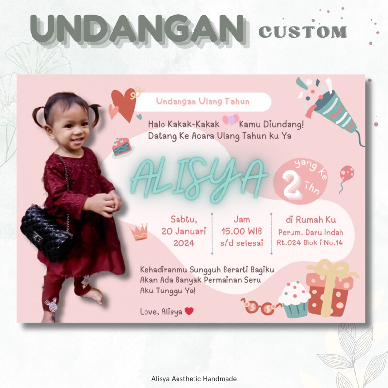 Undangan Ulang Tahun / Ultah / Birthday Card / Kartu Ucapan Aesthetic / Free Custom / Bebas Request 