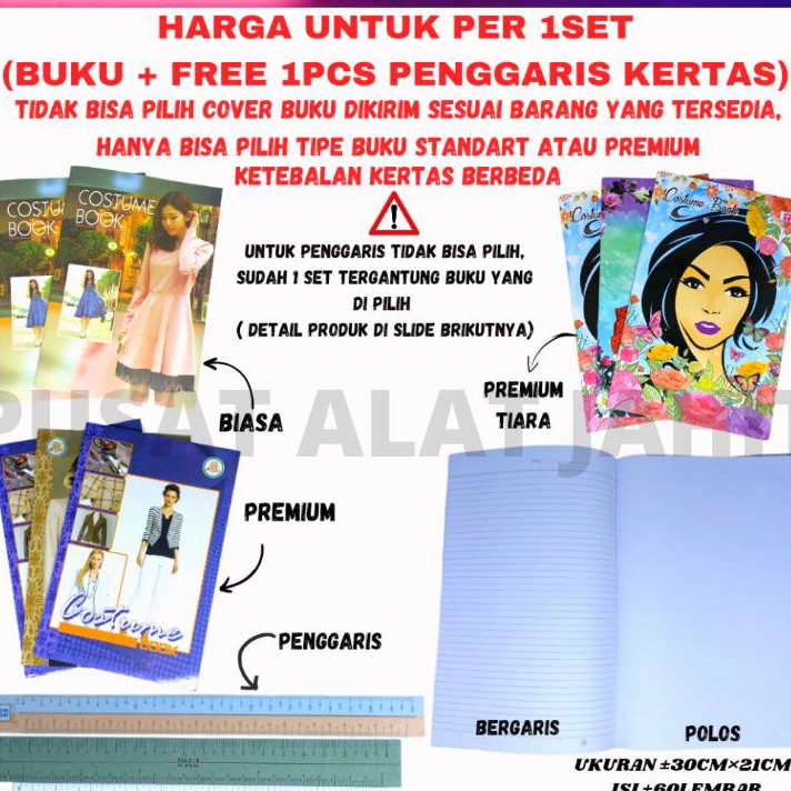 

KUALITAS TERJAMIN BUKU KOSTUM COSTUM BELAJAR GAMBAR MENGGAMBAR JAHIT MENJAHIT MEMBUAT DESIGN SKETSA POLA JAHIT PAKAIAN BAJU CELANA DRESS COSTUME BOOK SET FREE SKALA