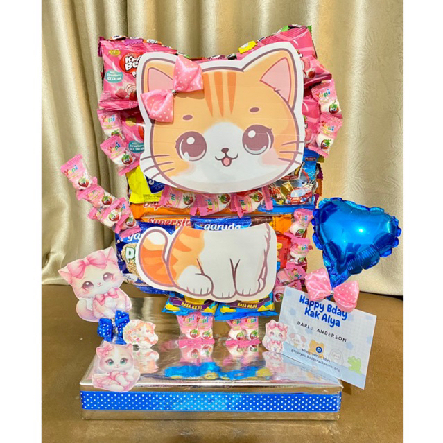 

Parcell Hampers Standing Snack Ulang Tahun snack tower mading snack lucu kado birthday unik