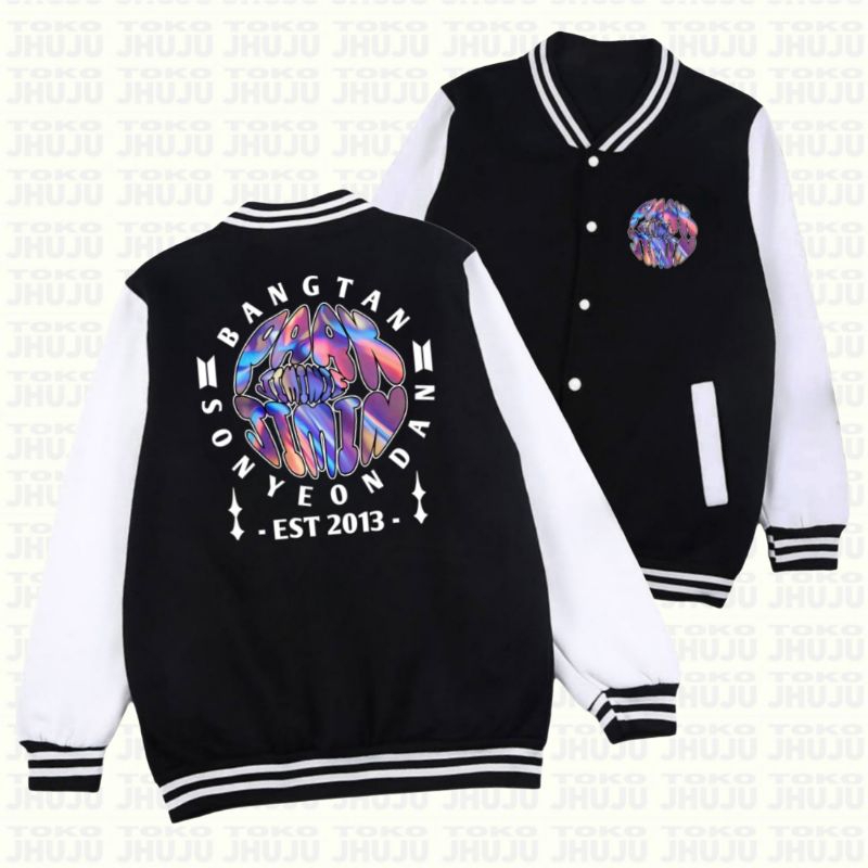 Jaket Varsity Sablon Bangtan Park Jimin Chrome Texture Streetwear DB