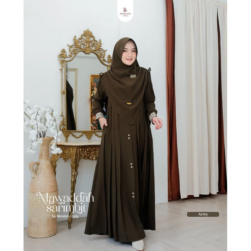 HOT DEALS ( HARGA GROSIR ) MAWADAH GAMIS SYARI SET HIJAB SERUT BAHAN CRINKLE AIRFLOW PREMIUM UKURAN
