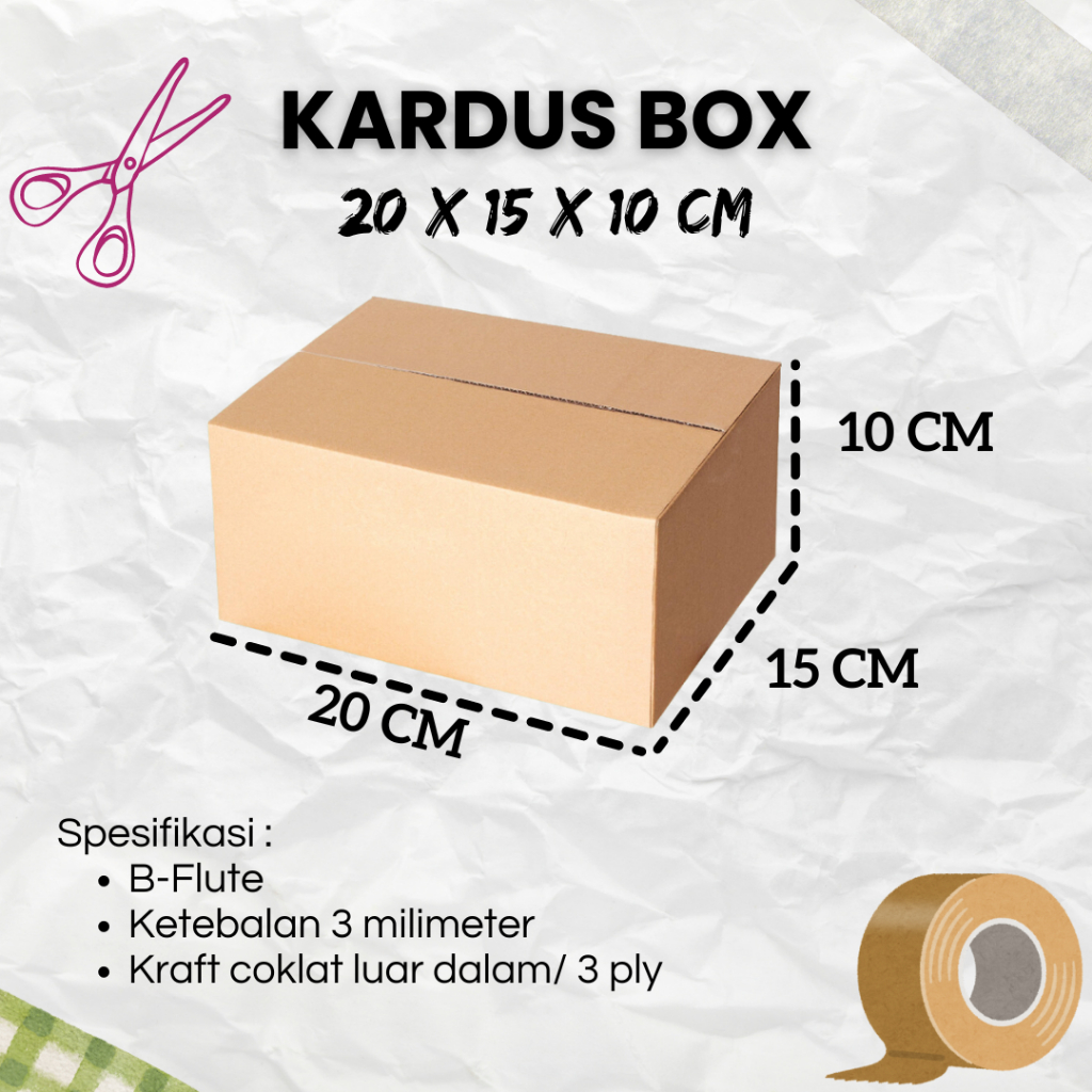 

KOTAK KARDUS 20 X 15 X 10 - PACKING PEKING PAKING UKURAN 20 X 15 X 10 CM B-FLUTE TEBAL