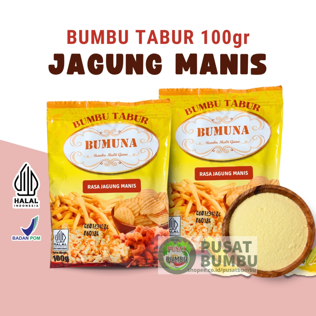 

Bumbu Tabur Rasa Jagung Manis 100gr Bumuna | Bumbu Aneka Keripik Ayam Pok Pok Makaroni Pusat Bumbu