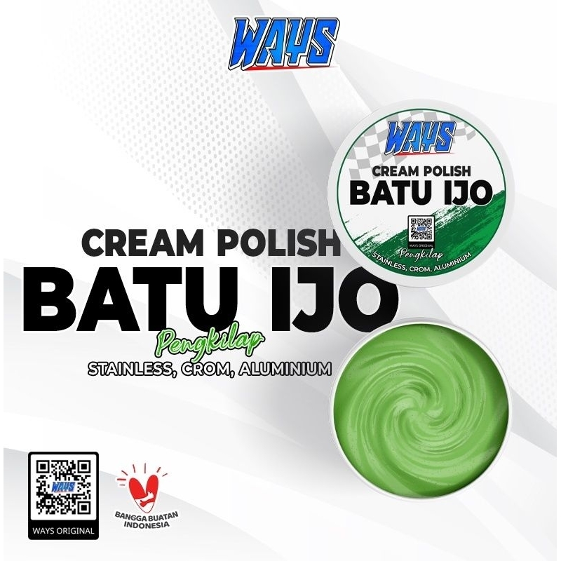 Batu IJO Batu Hijau cream poles Chromium Logam steel merek WAYS 80 Gram
