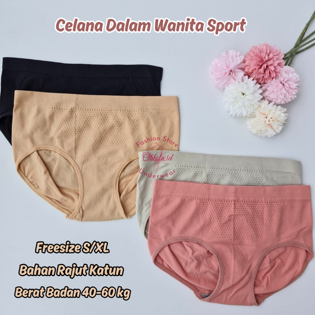 3 Pcs Celana Dalam Wanita Dewasa Sport Terbaru CD Wanita 6801