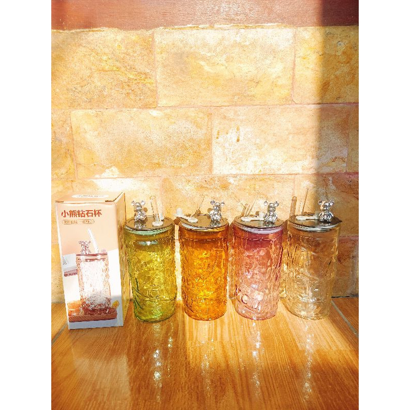 Gelas Kristal Panda Dengan Box / Gelas Kristal / Gelas Aesthetic / Gelas Unik / Tumbler Kristal Pand