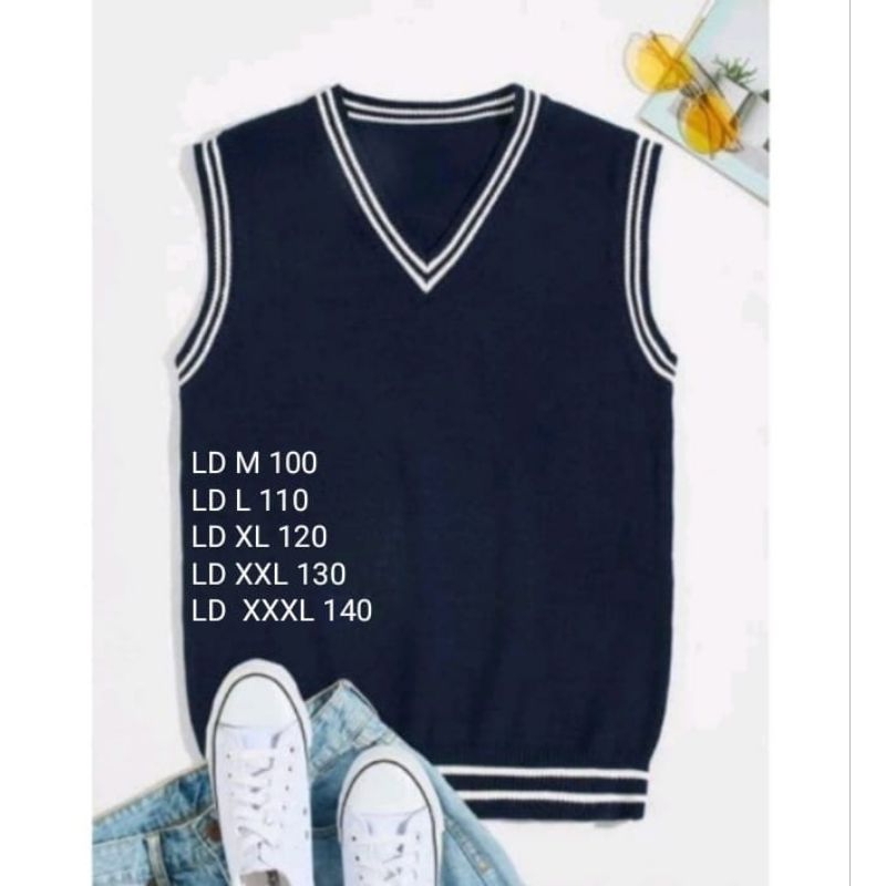 ROMPI RAJUT LIST KOREA STYLE OUTER TERBARU VEST PREMIUM JUMBO