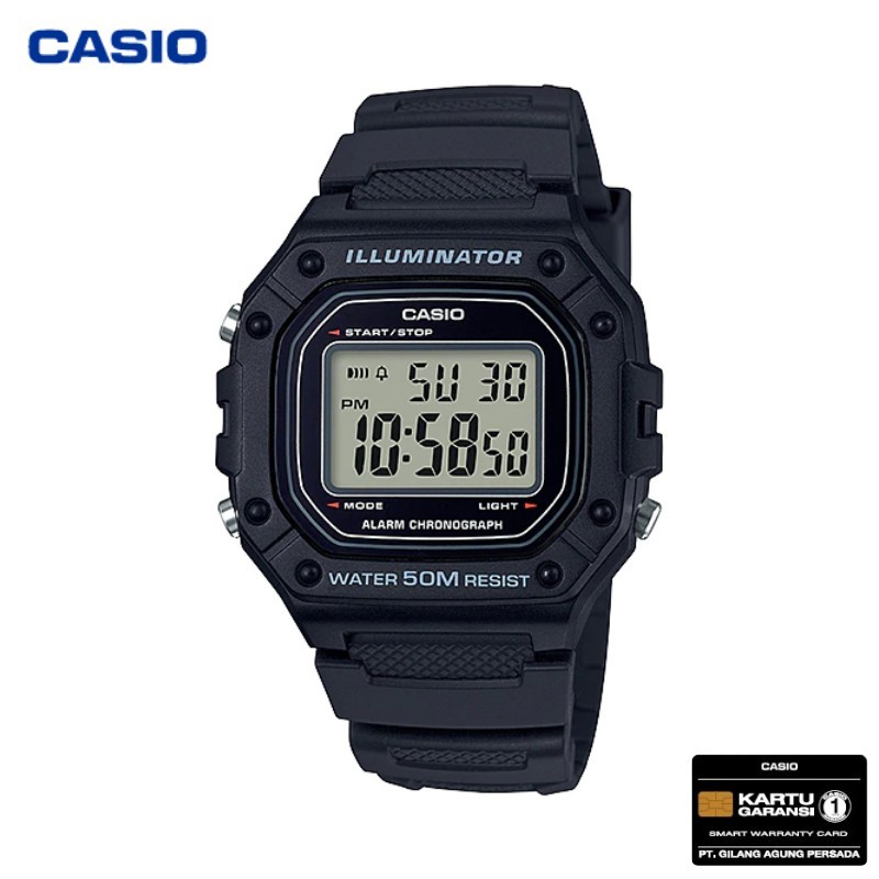 JAM TANGAN CASIO PRIA CASIO W-218H-1A - W218H HITAM CASIO ORIGINAL