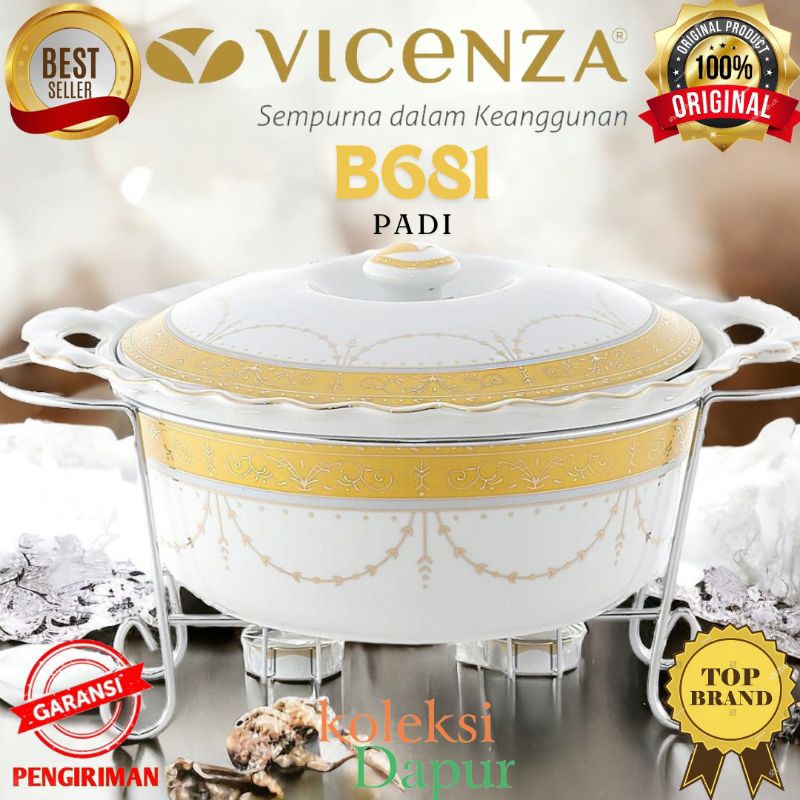 Alat saji bulat Prasmanan Vicenza B681 penghangat makanan PADI menjaga makanan tetap hangat higienis
