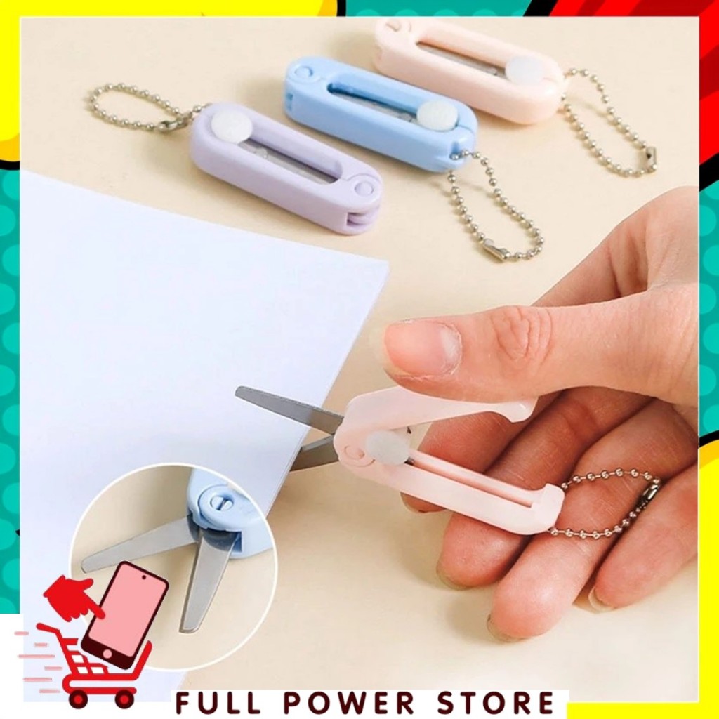 

FPS Gunting Lipat mini Portable tarik Stainless Steel Retractable Mini Folding Scissors Pemotong Kertas Paper Cutter lucu