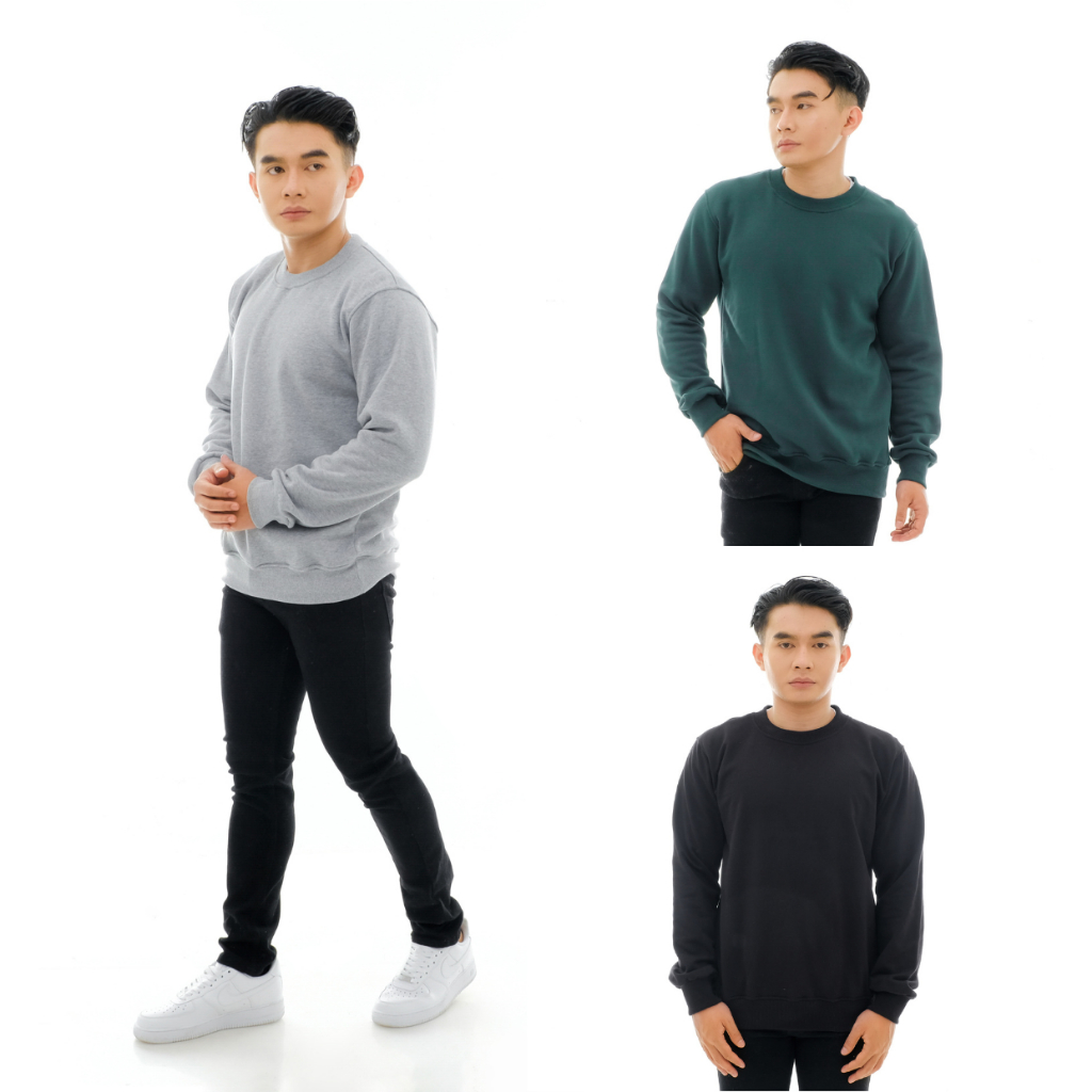 Brofash - Sweater Crewneck Pria Cowok Laki Laki Dewasa Polos Original 100% Branded Terbaru 2024