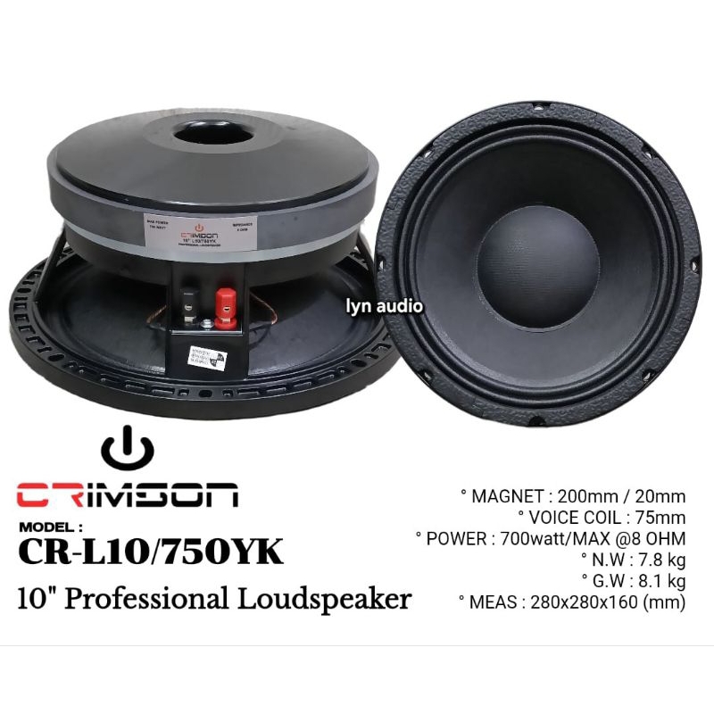 CRIMSON CR-L10/750YK PROFESSIONAL LOUDSPEAKER 10INCH CRL10/750YK