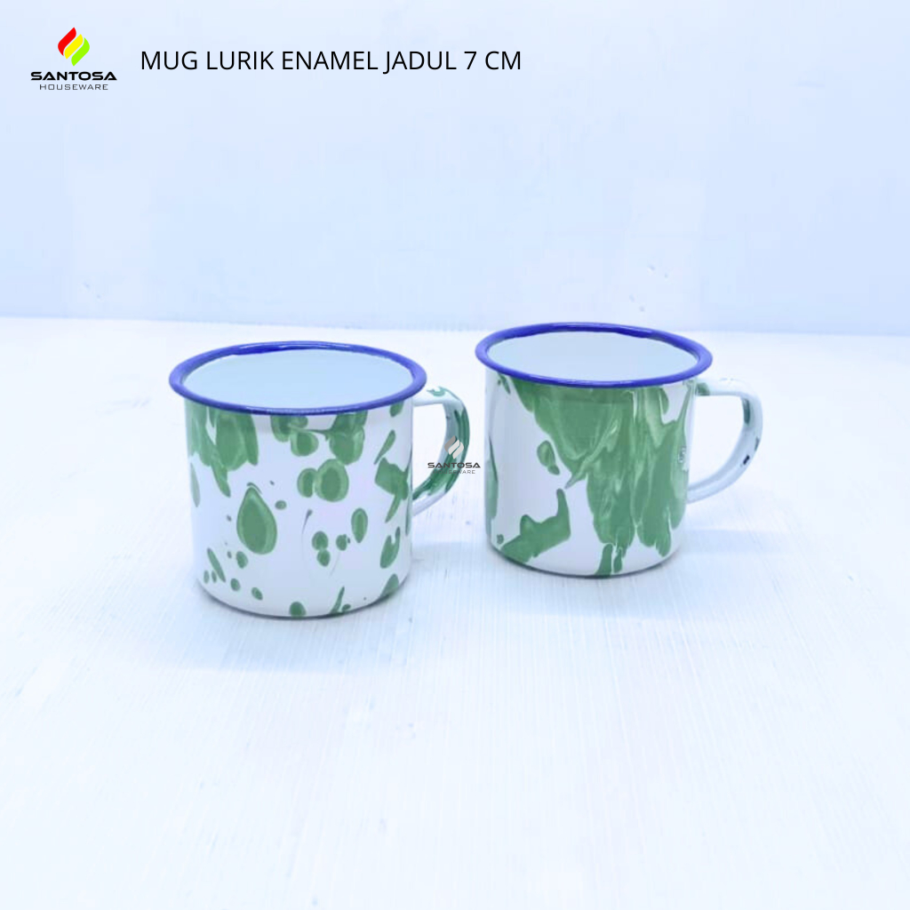 Mug Lurik Enamel Jadul 7 cm