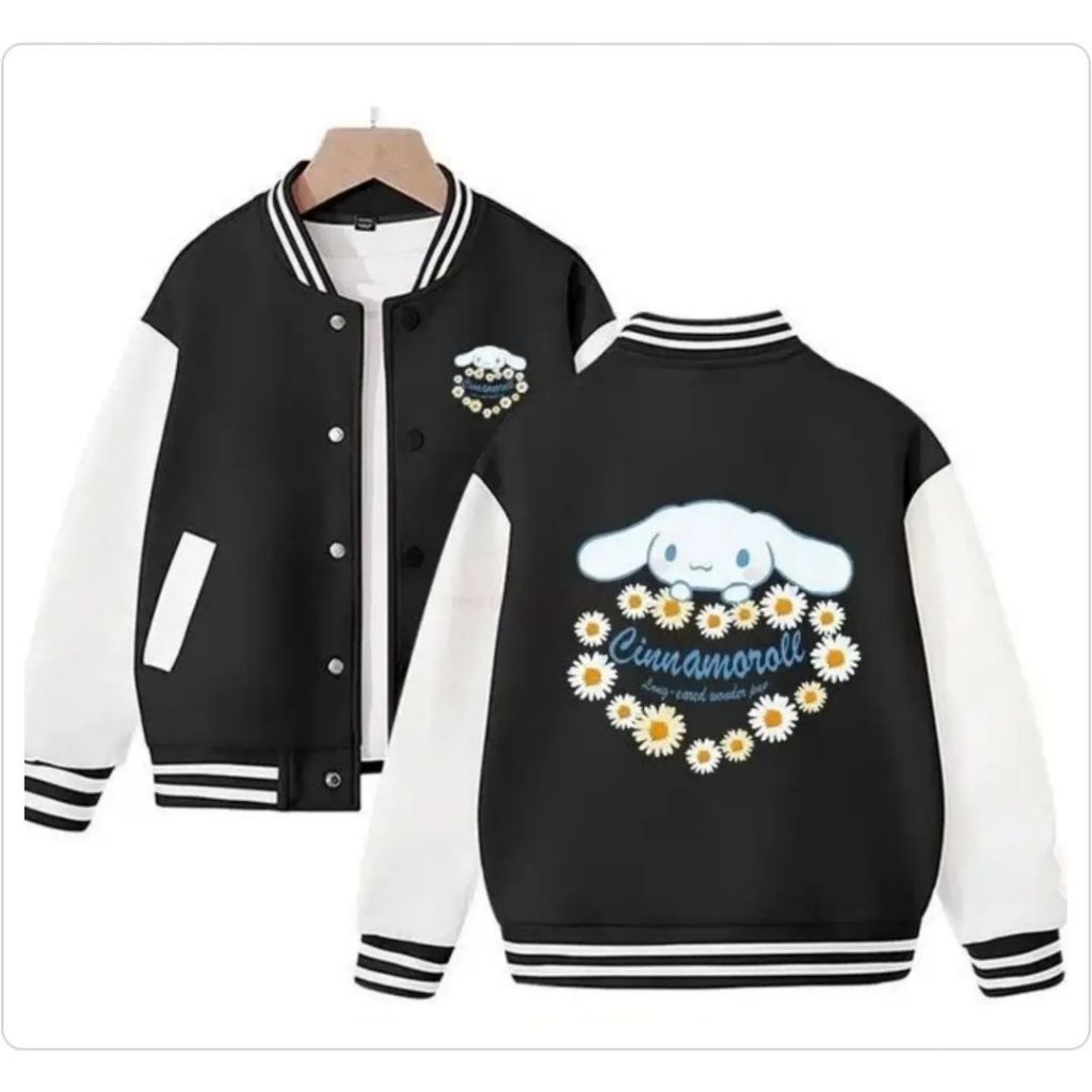 [COD] Cute Cinnamoroll Baseball jacket Anak 8-10 Th  Fleece Tebal Premium Outerwear Jacket Varsity K