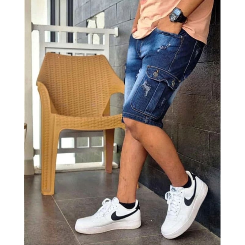 CELANA PENDEK PRIA DENIM CARGO PREMIUM