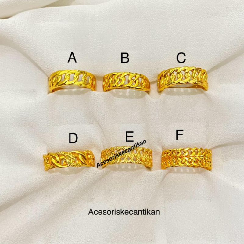 cincin rantai imitasi emas 24, k anti karat anti luntur