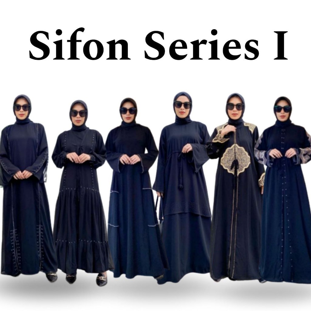 Galeri Lyla Abaya Hitam Gamis Saudi Jetblack Premium Bordir Sifon Maxy Swarozsky - SIFON SERIES