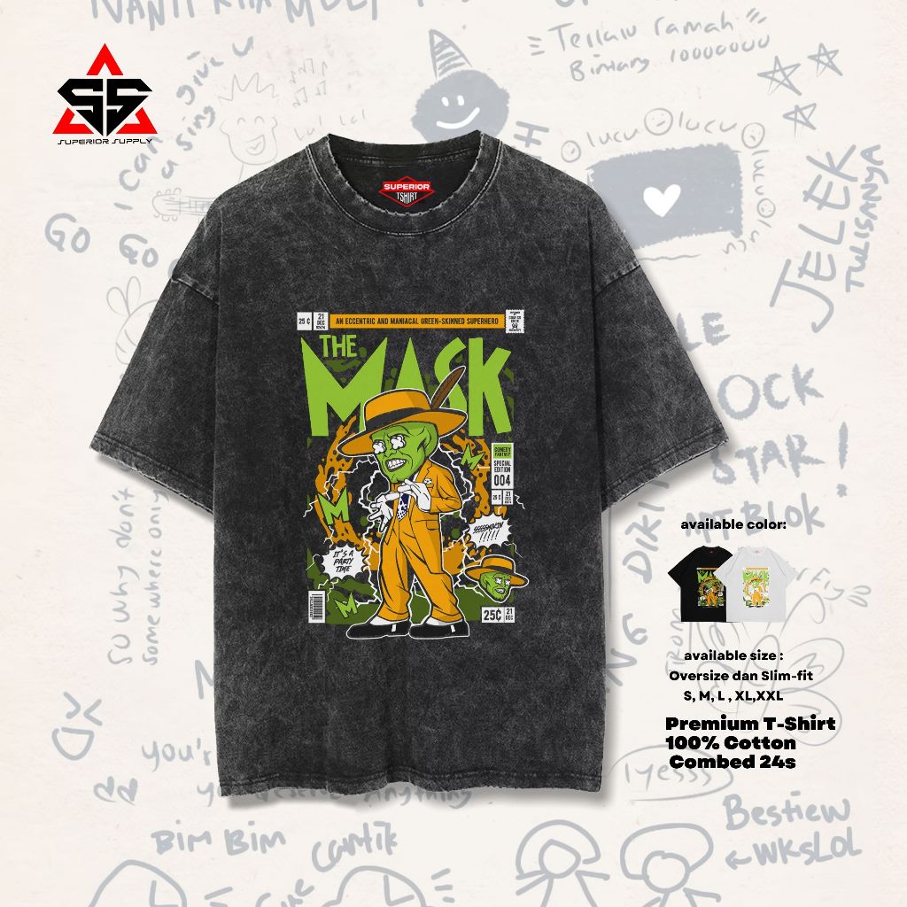 SUPERIOR Kaos Kartun The Mask washed tshirt Oversized Stonewash slimfit MASK-1