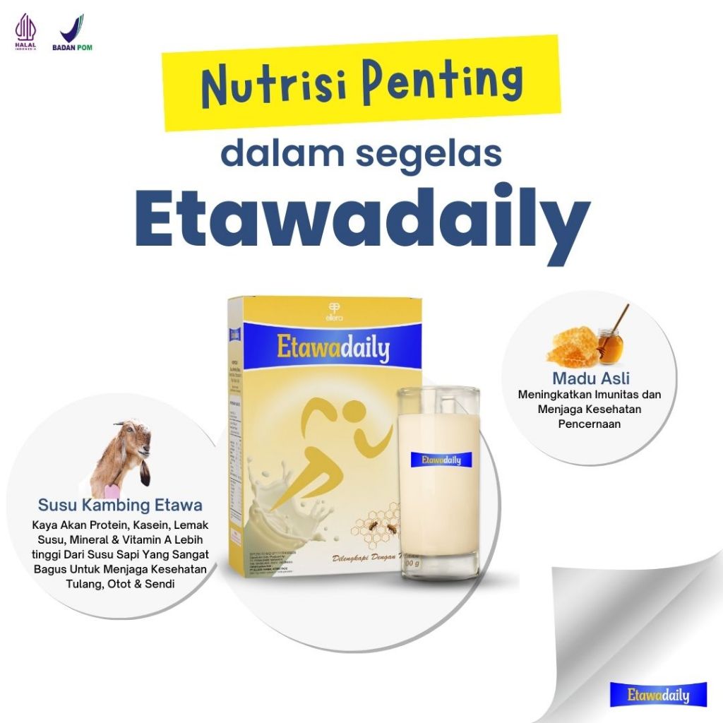 

SUSU KAMBING ETAWA ETAWA DAILY ATASI NYERI LUTUT HALAL BPOM 200 GRAM