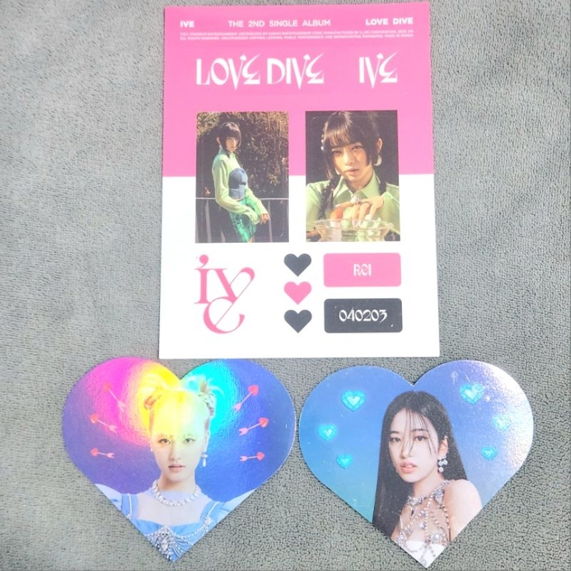 IVE Album Only/ Photocard / Sticker/ Heart Holo Card /Ktown POB - Official From Album LOVE DIVE wony