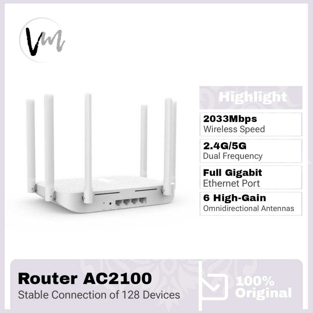 Redmi AC2100 WiFi Dual-core Full Gigabit 2033Mbps with 6 High Antena Ethernet Port Four-thread CPU 6