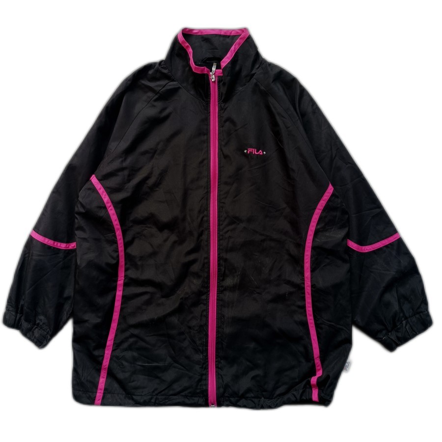 jaket Fila casual windbreaker jacket black pink running