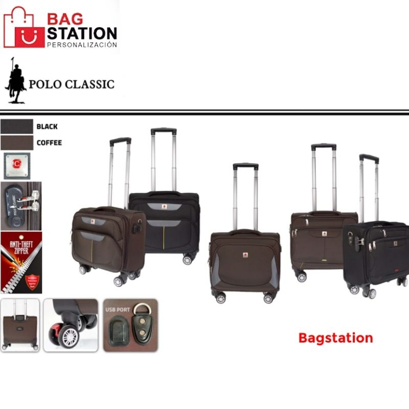 TAS KOPER TAS CABIN POLO CLASSIC 16 IN WITH USB PORT ORIGINAL 4 RODA PUTAR TAS TRAVEL TAS PAKAIAN TA