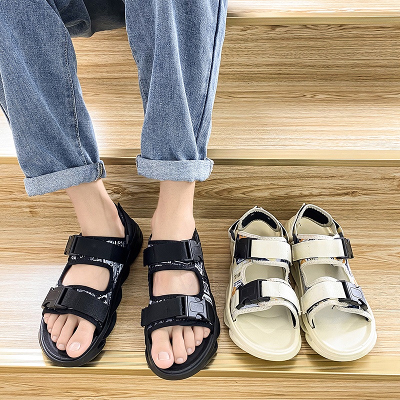 Sandal Pria Sandal Gunung Sandal yang Dapat Dilepas Tali Tahan Air Sol Karet Non-slip Sandal Bertali