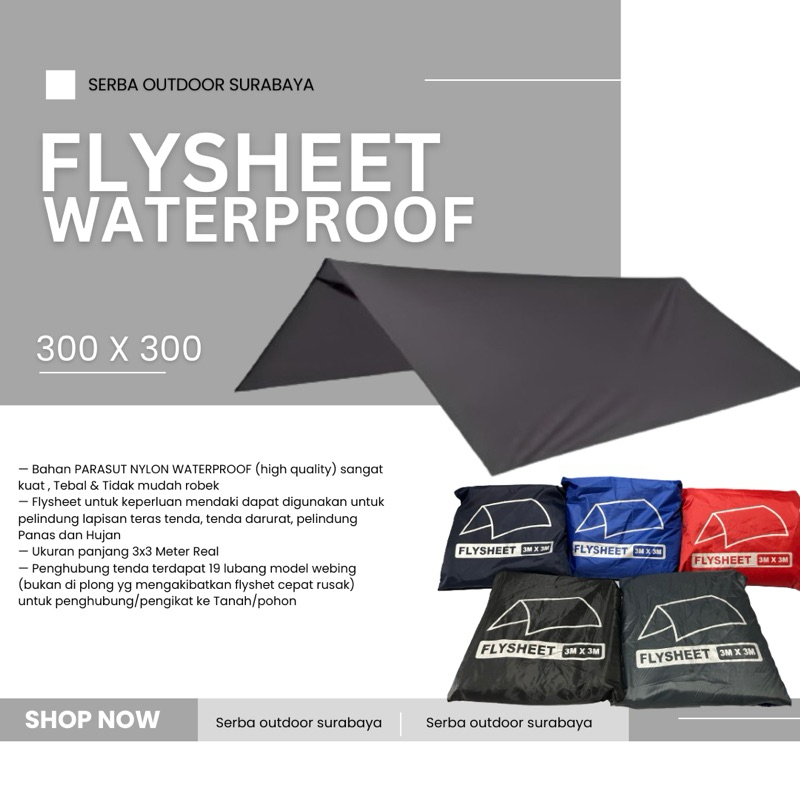Flysheet Atap Pelindung Tenda Waterproof Ukuran 3x3