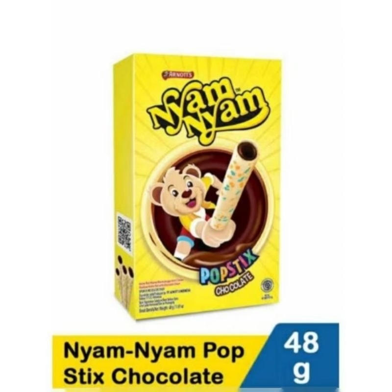 

Nyam Nyam Popstick Wafer Roll Warna Warni Krim Cokelat 48g