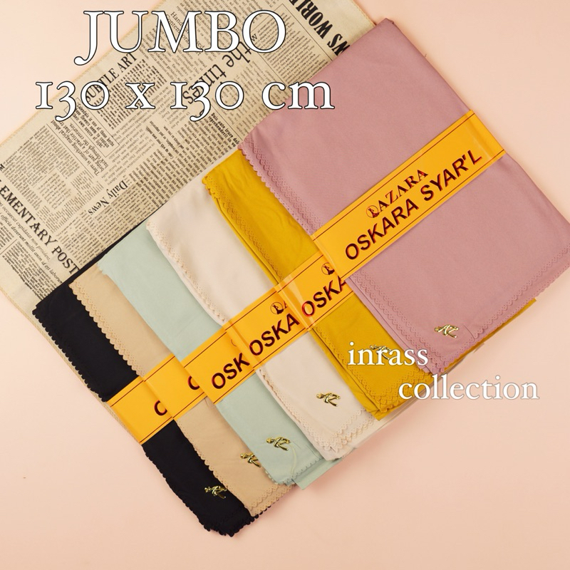 Hijab Segiempat Syari Jumbo Oskara (130 x 130 cm) metal logo By Azara Hijab Voal Miracle Azara