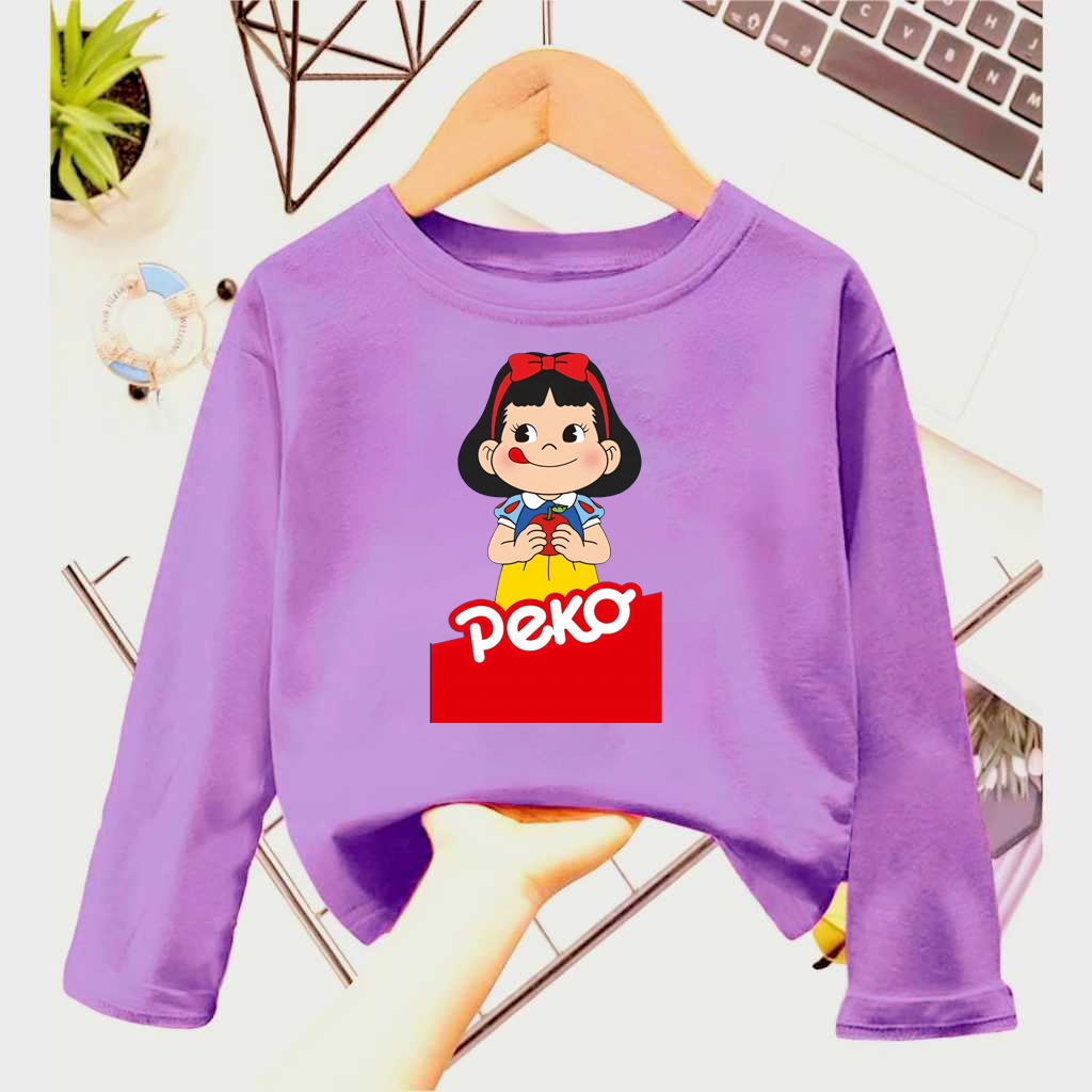 Atasan kaos Anak Perempuan Lengan Panjang MILKY PEKO Untuk Usia 1-12 Tahun Baju Tangan Panjang MK03