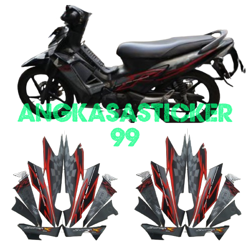 sticker striping body motor supra x 125r 2008 full hitam