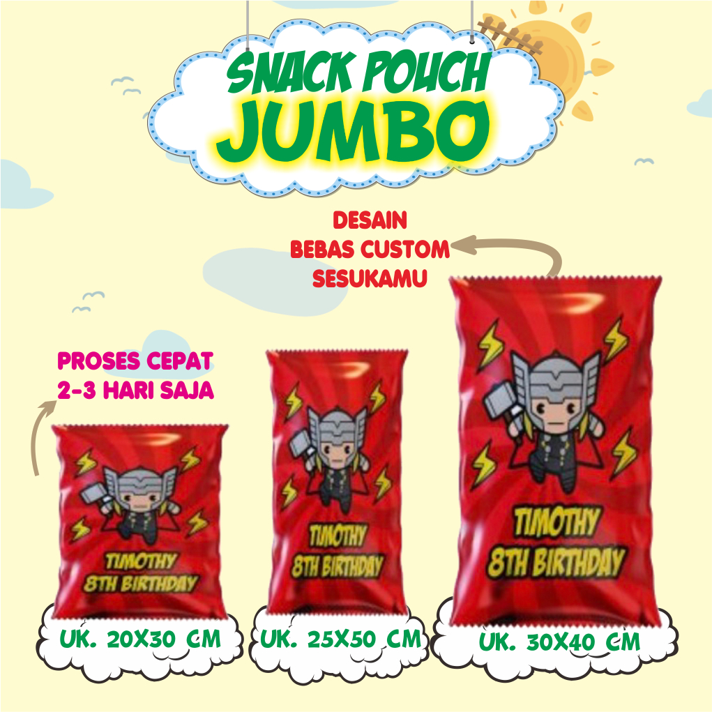 

POUCH JUMBO SNACK GIANT SNACK ULANG TAHUN HAMPERS GODDIE BAG CIKI JUMBO