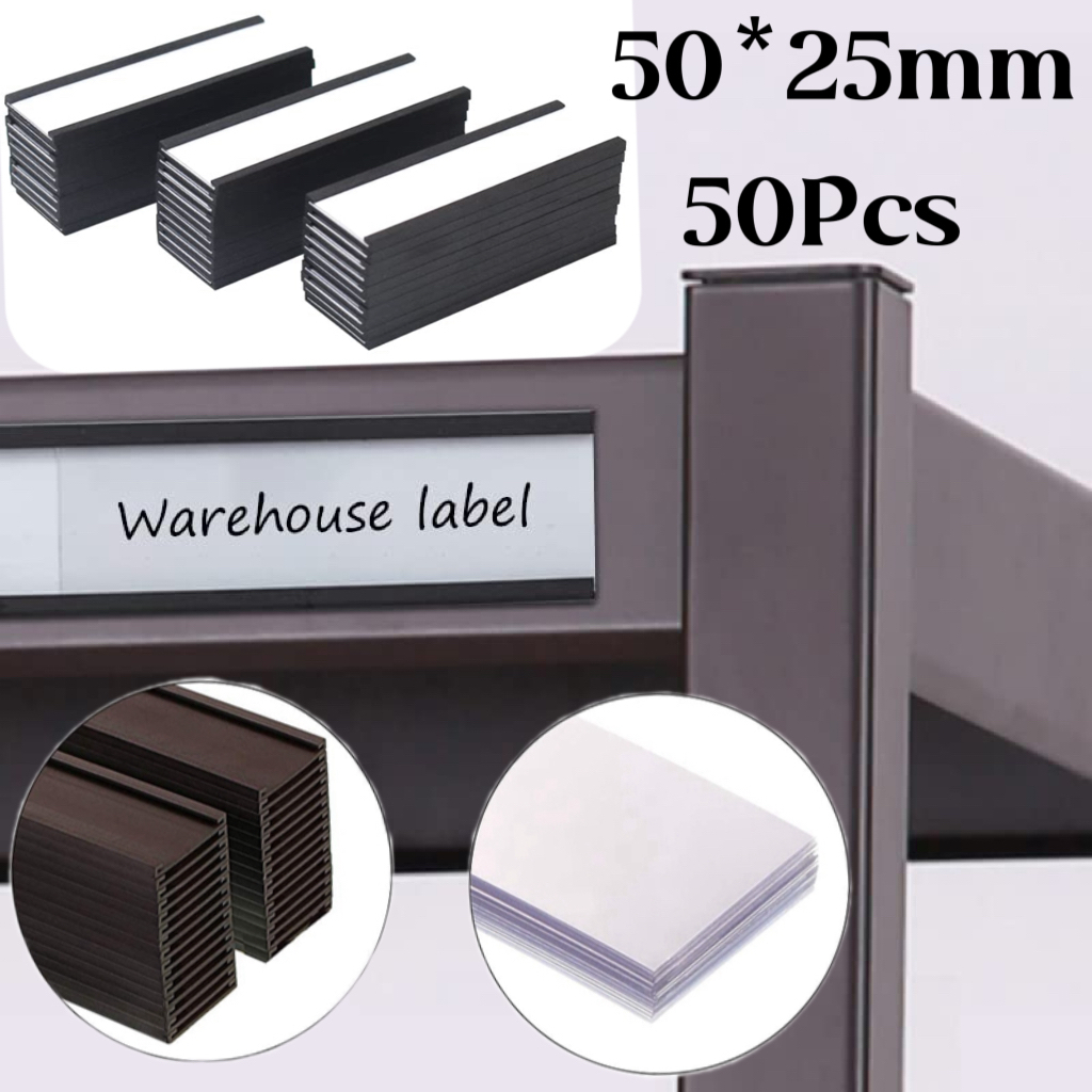 

50pcs Card Holder Magnetic+Data Card 50*25mm Magnetic Label Holder Universal Magnet Sticker Magnet Name Tag
